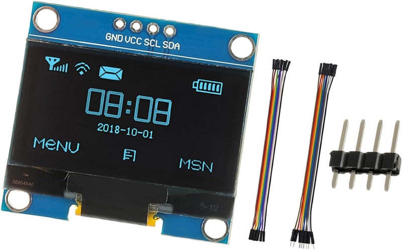 JAMHER 1.3 Inch I2C IIC OLED Display Module 128x64 Pixel Mini Self-Luminous Display Screen Board for Arduino Projects Raspberry Pi with Wire(1Pack Blue) - Image 1